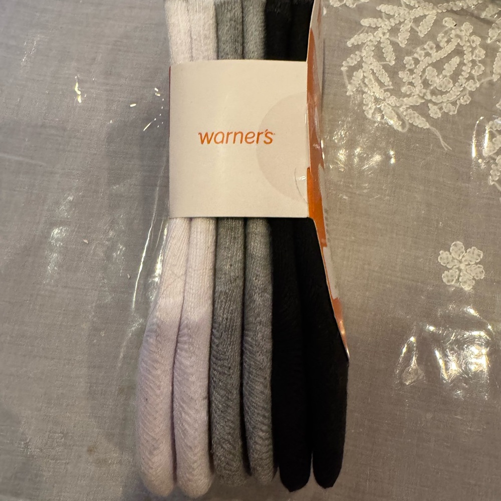 SIX PAIRS Warner's Cushion Liner Socks - Black, Grey, White